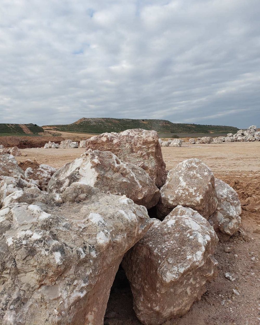 Raw alabaster stones in the quarry