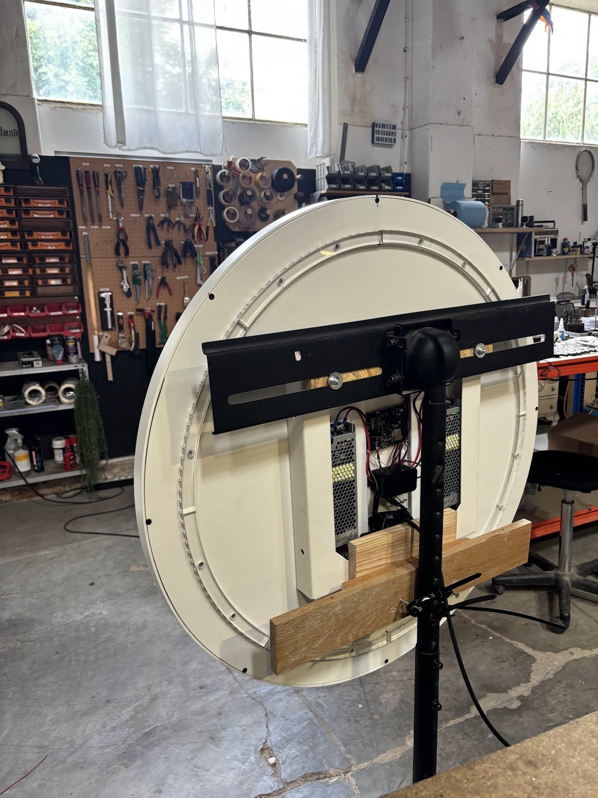 A MOON Ninety in the workshop, the light being fitted behind the stone
